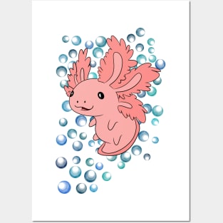 Bubbles the Axolotl Posters and Art